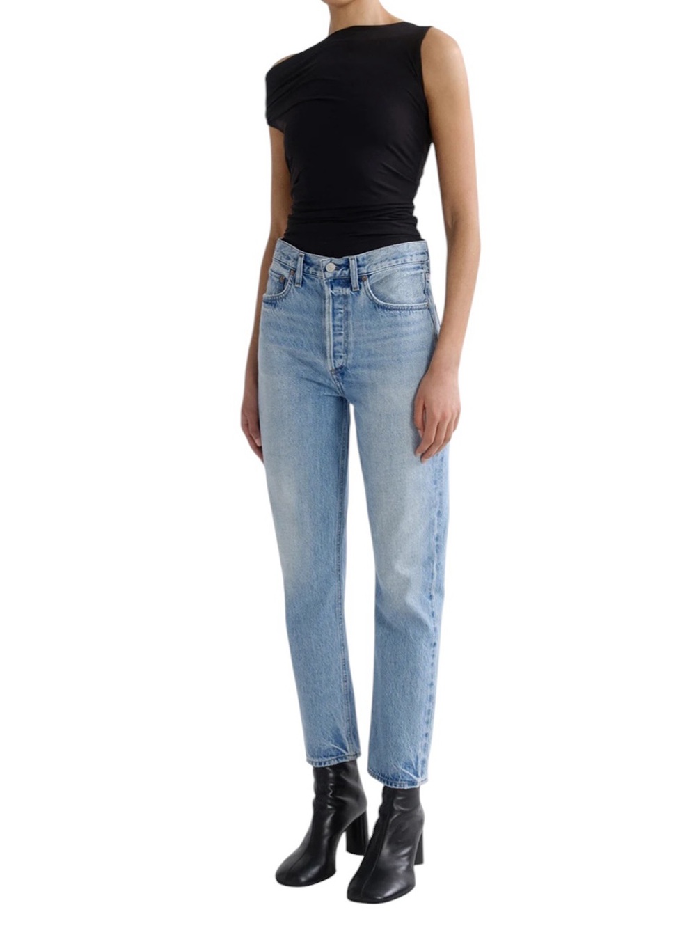 Agolde Light Wash High-Rise Straight Jeans - Picture 3 of 12